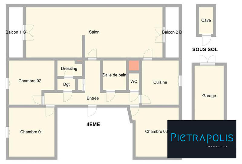 Appartement - 95 m² - 5 pièces