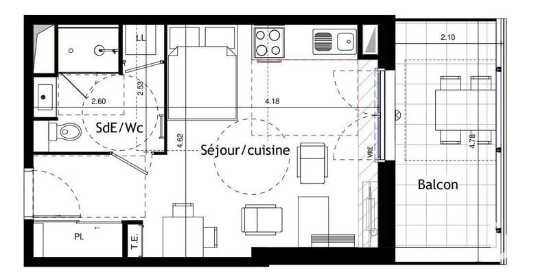 Appartement - 30 m² - 1 pièce