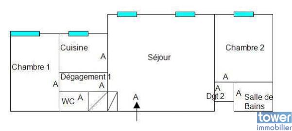 Appartement - 46 m² - 3 pièces