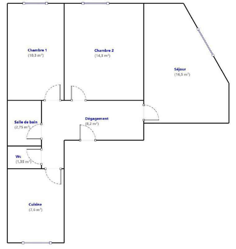 Appartement - 61 m² - 3 pièces