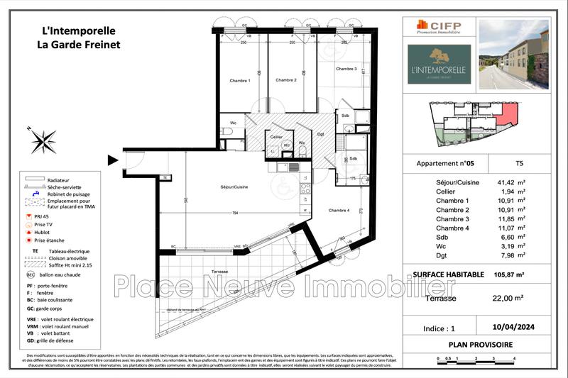 Appartement - 105 m² - 5 pièces