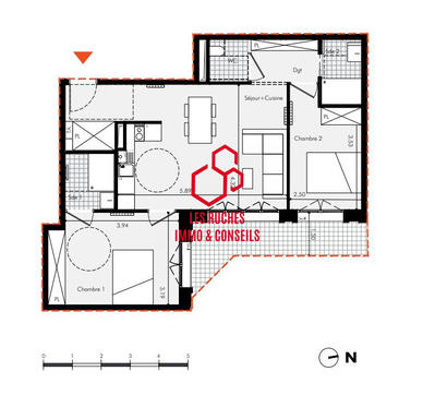 Appartement - 64 m² - 3 pièces