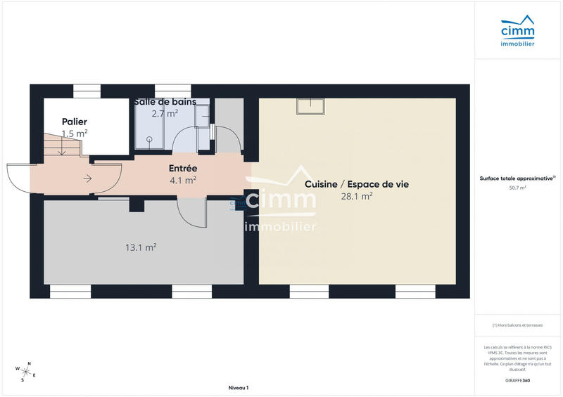 Appartement - 50 m² - 2 pièces