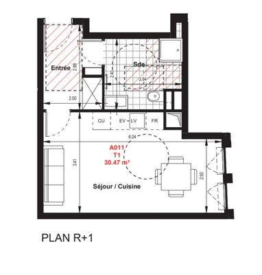 Appartement - 30 m² - 1 pièce