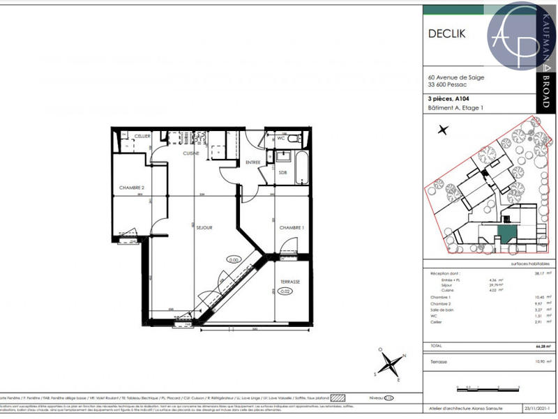 Appartement - 66 m² - 3 pièces