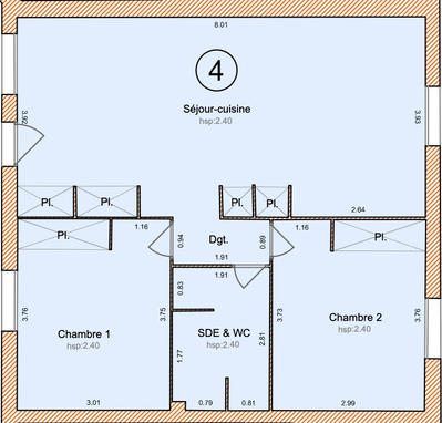Appartement - 60 m² - 3 pièces
