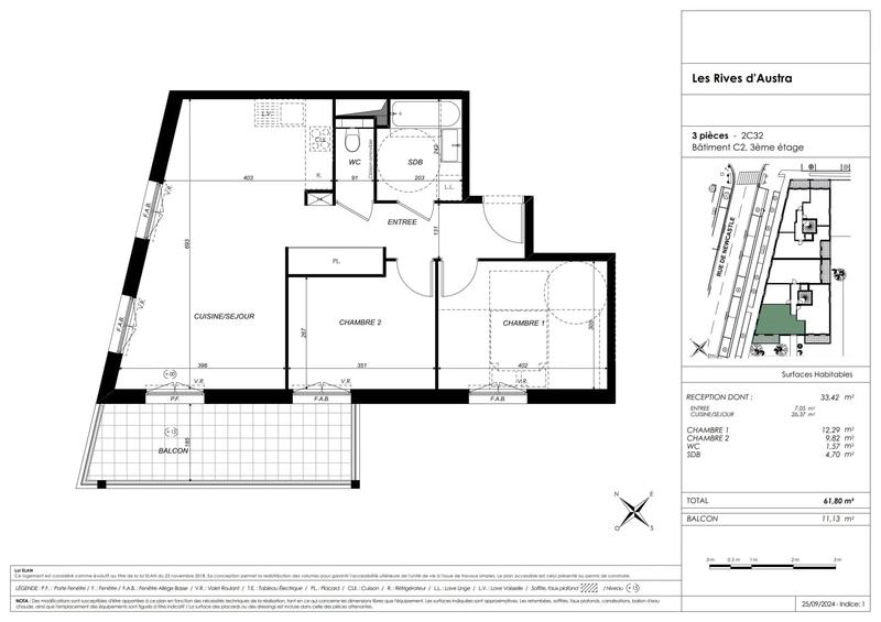 Appartement - 62 m² - 3 pièces
