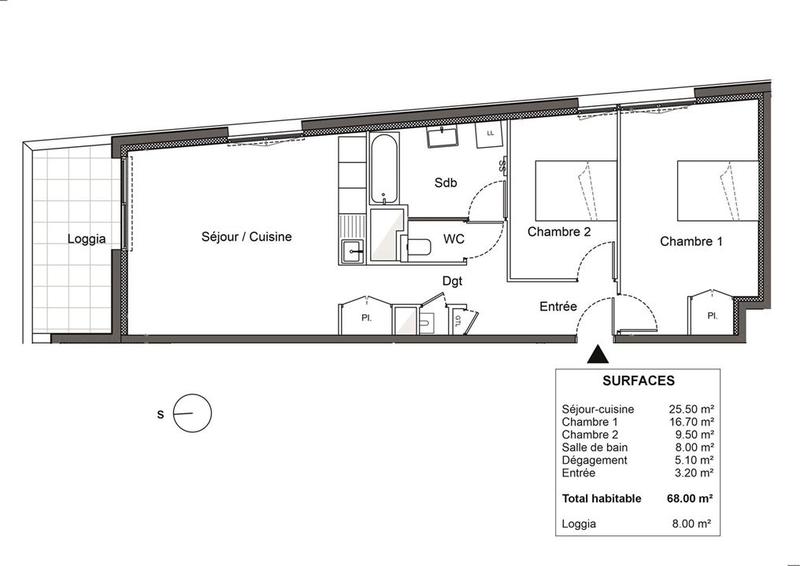 Appartement - 68 m² - 3 pièces