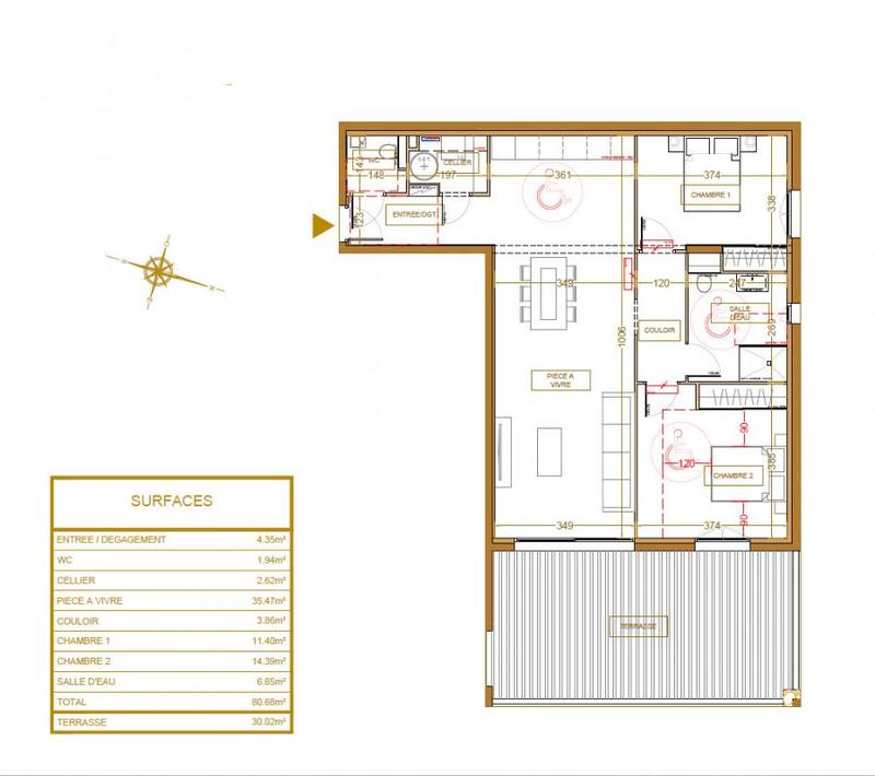 Appartement - 80 m² - 3 pièces