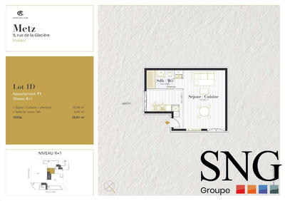 Appartement - 38 m² - 1 pièce