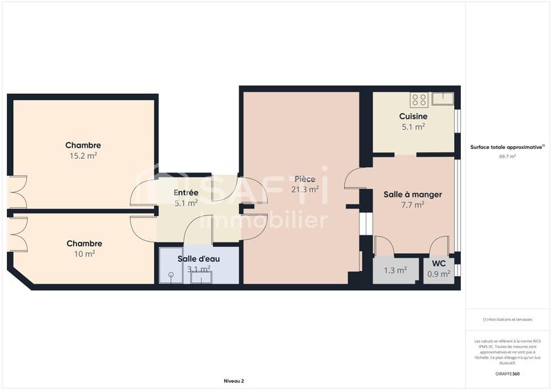 Appartement - 70 m² - 3 pièces