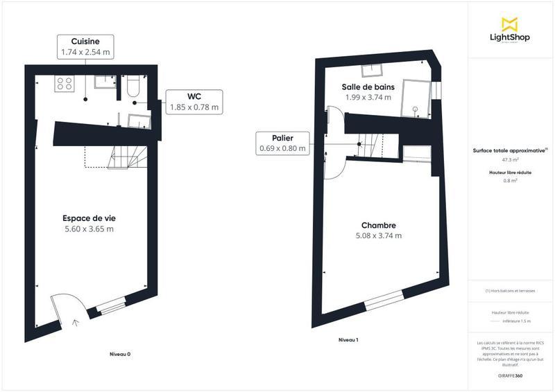 Maison - 46 m² - 2 pièces