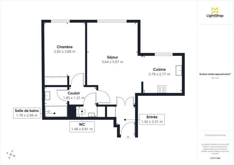 Appartement - 53 m² - 2 pièces