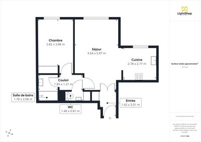 Appartement - 53 m² - 2 pièces