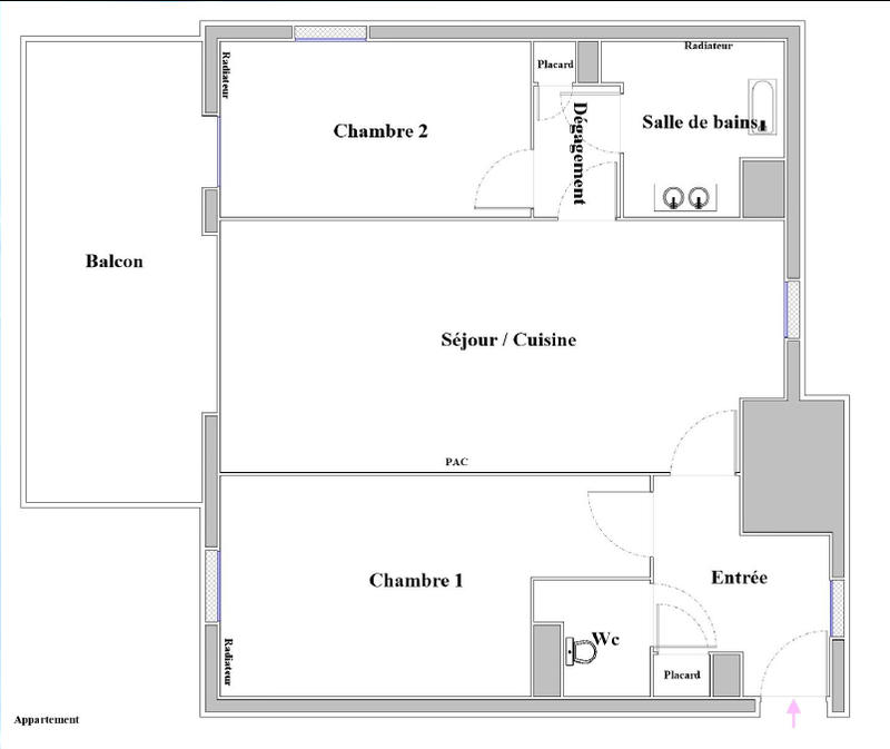 Appartement - 66 m² - 3 pièces