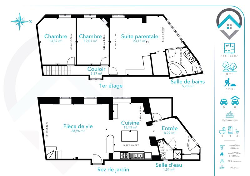 Maison - 116 m² - 6 pièces