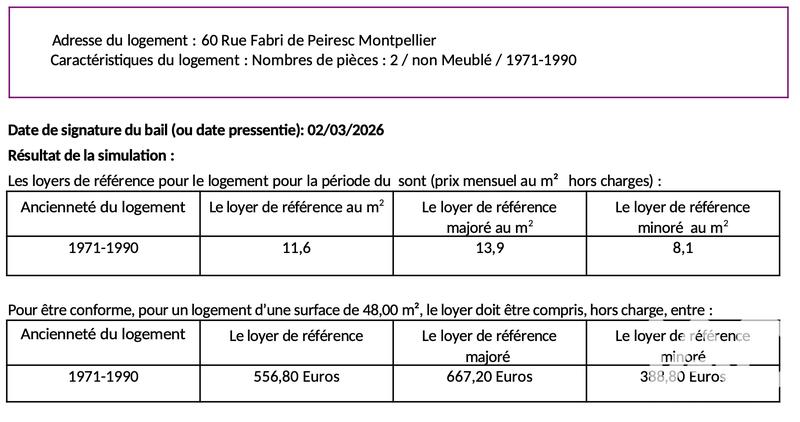 Appartement - 48 m² - 2 pièces
