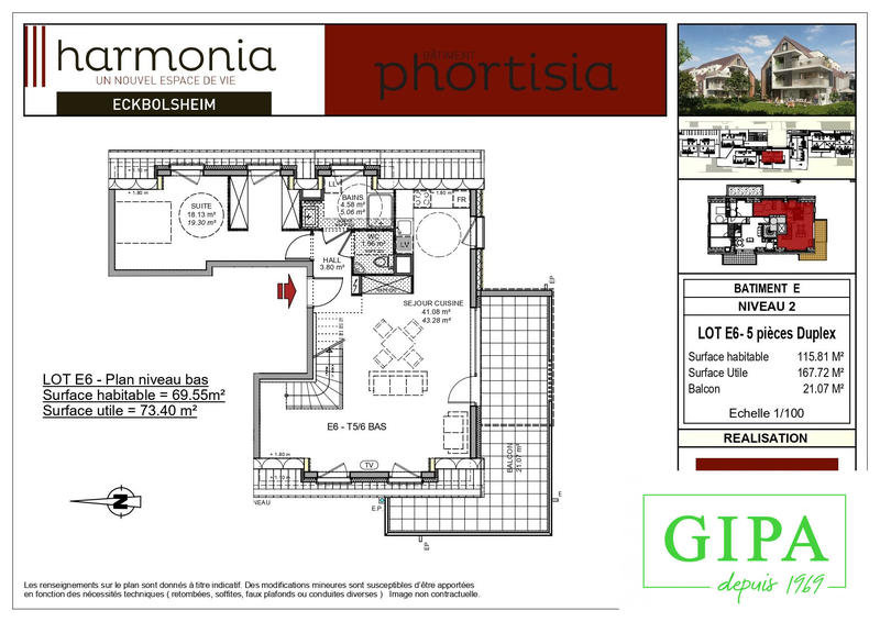 Duplex - 116 m² - 5 pièces