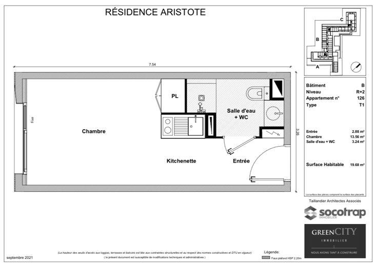 Appartement - 19 m² - 1 pièce