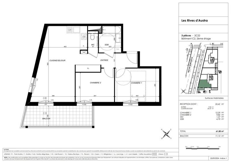 Appartement - 62 m² - 3 pièces