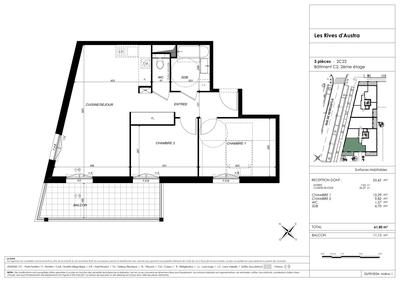 Appartement - 62 m² - 3 pièces