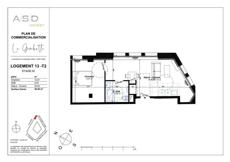 Appartement - 40 m² - 2 pièces
