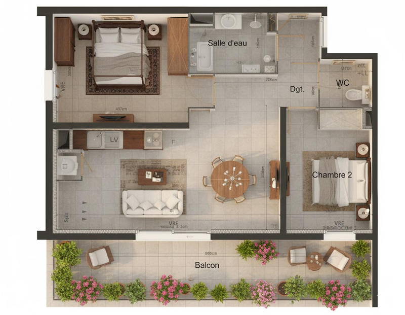 Appartement - 59 m² - 3 pièces