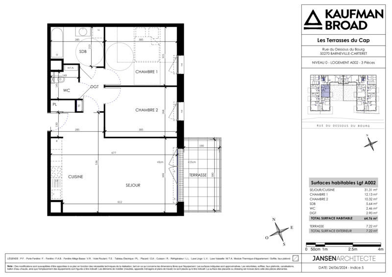 Appartement - 65 m² - 3 pièces