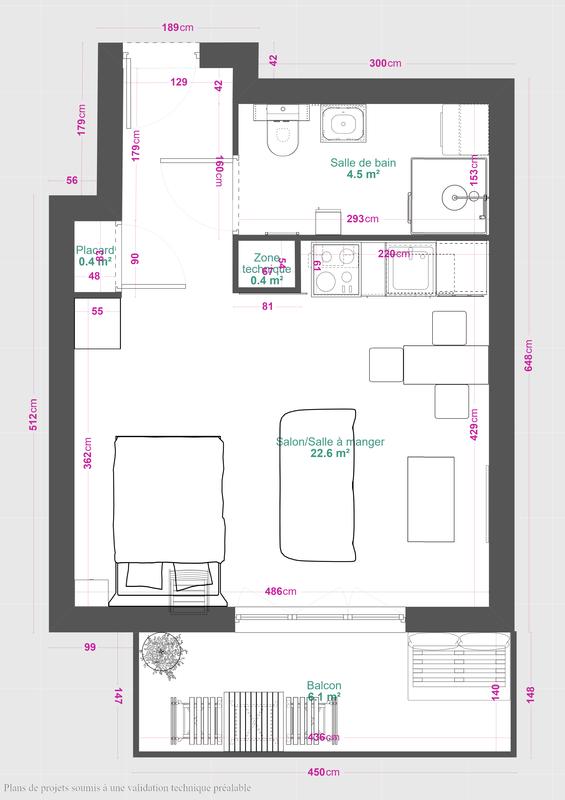 Appartement - 27 m² - 1 pièce