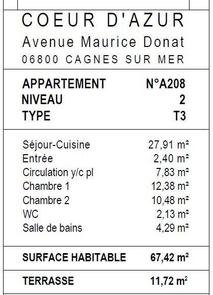 Appartement - 67 m² - 3 pièces