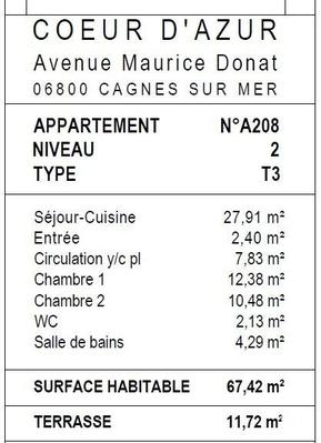 Appartement - 67 m² - 3 pièces