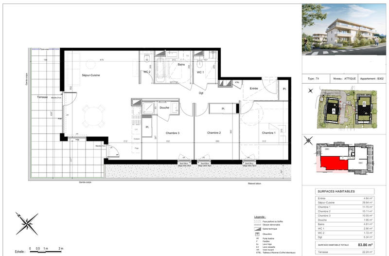 Appartement - 84 m² - 4 pièces