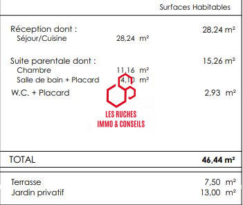 Appartement - 46 m² - 1 pièce