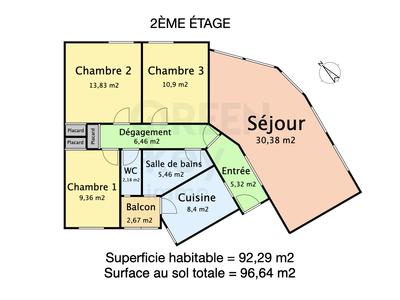 Appartement - 97 m² - 5 pièces