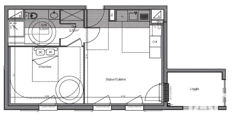 Appartement - 40 m² - 2 pièces