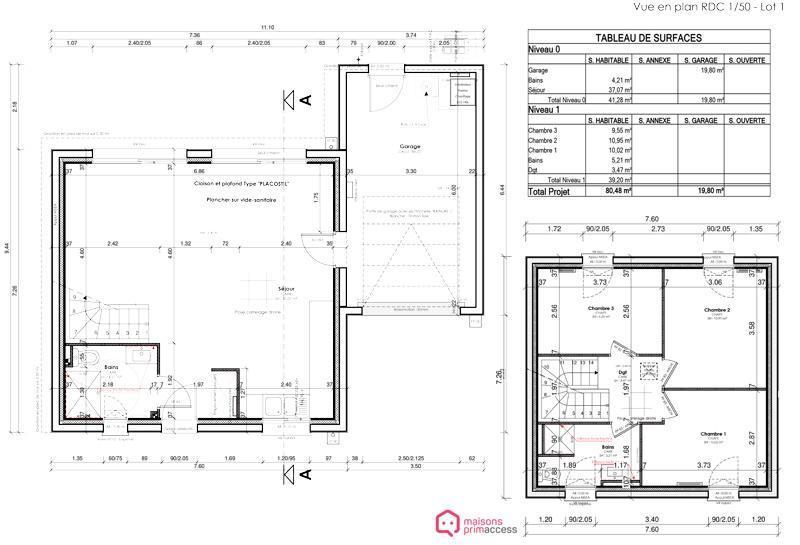 Maison - 80 m² - 4 pièces