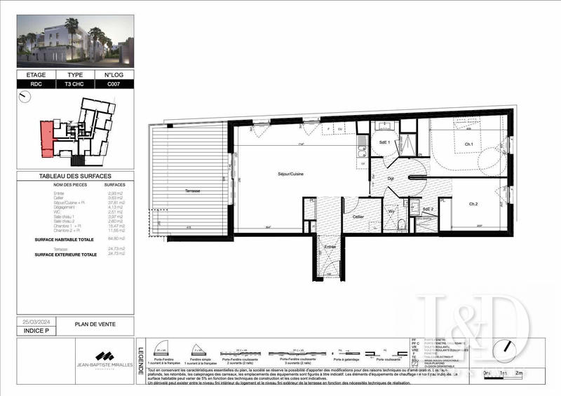 Appartement - 85 m² - 3 pièces