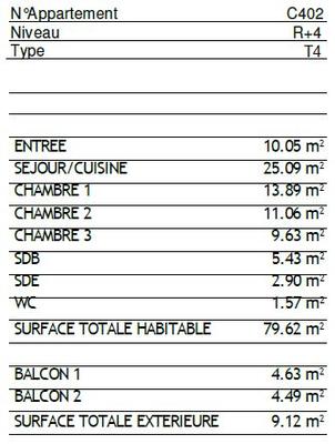 Appartement - 80 m² - 4 pièces