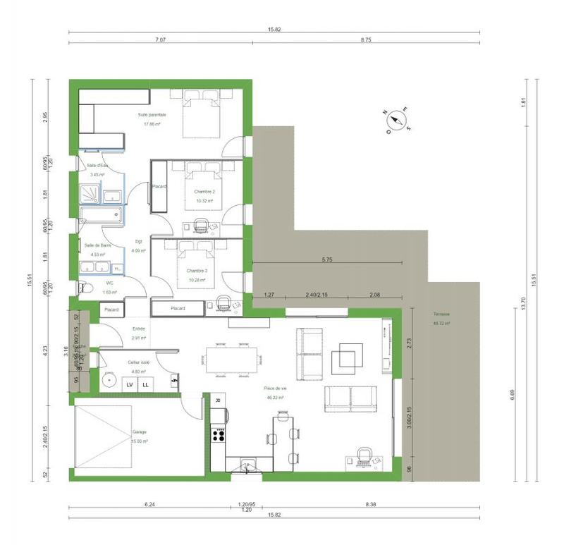 Maison - 90 m² - 4 pièces