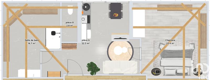 Appartement - 55 m² - 2 pièces