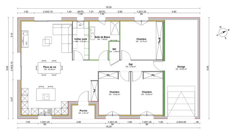 Maison - 98 m² - 5 pièces