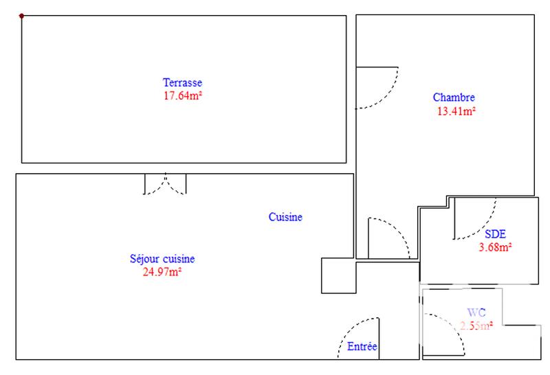 Appartement - 45 m² - 2 pièces