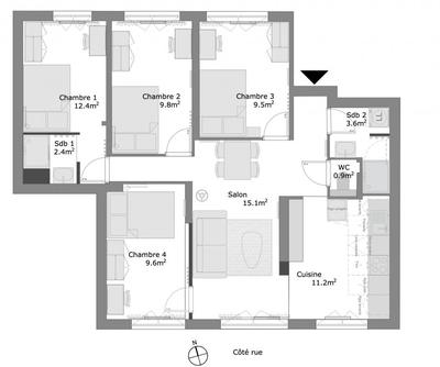 Appartement - 81 m² - 5 pièces