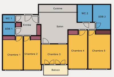 Chambre - 19 m² - 5 pièces