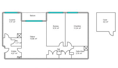 Appartement - 57 m² - 3 pièces