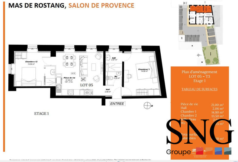 Appartement - 57 m² - 3 pièces