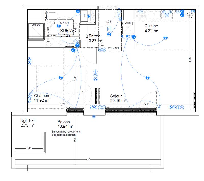 Appartement - 45 m² - 2 pièces