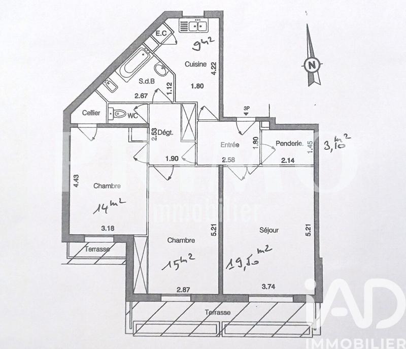 Appartement - 78 m² - 3 pièces
