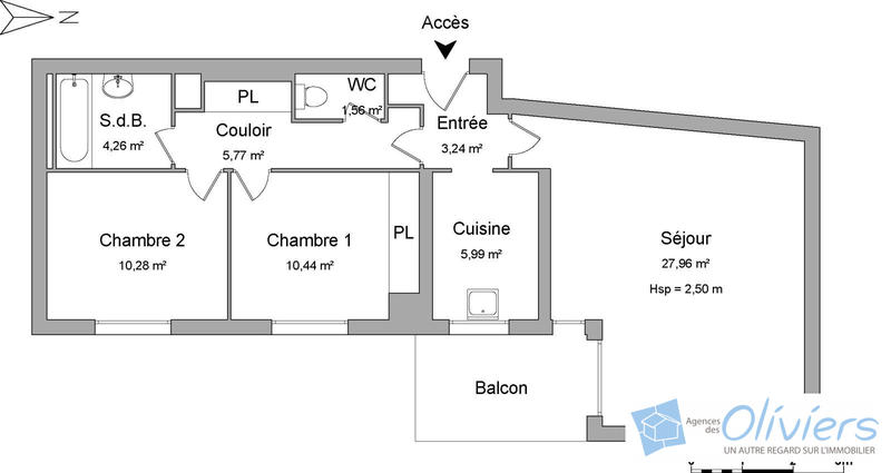 Appartement - 70 m² - 3 pièces