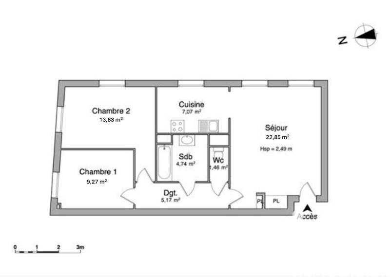 Appartement - 64 m² - 3 pièces